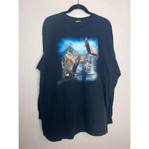 Patriotic Eagle American Flag Graphic Men's Long Sleeve Shirt Size SEE DESC
